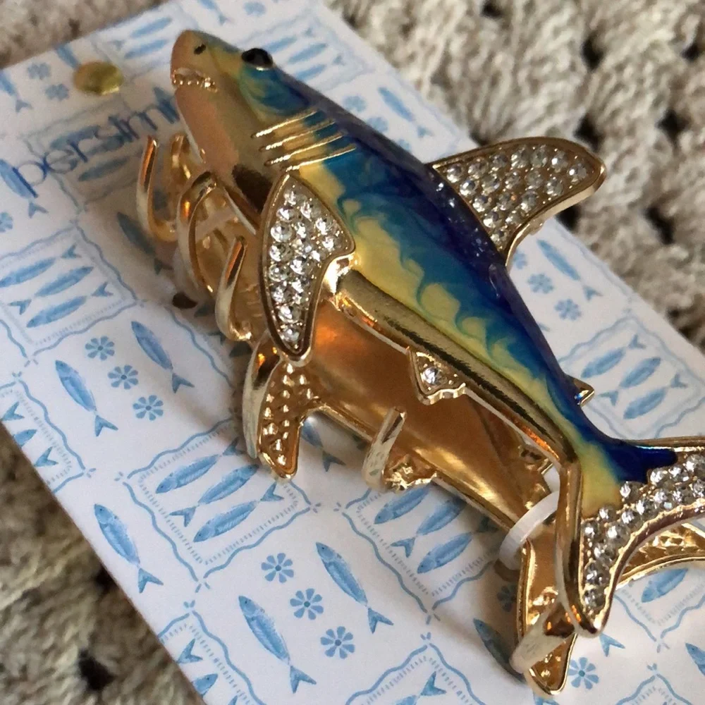 Persimmon Blue and Gold Shark Hair Claw Clip